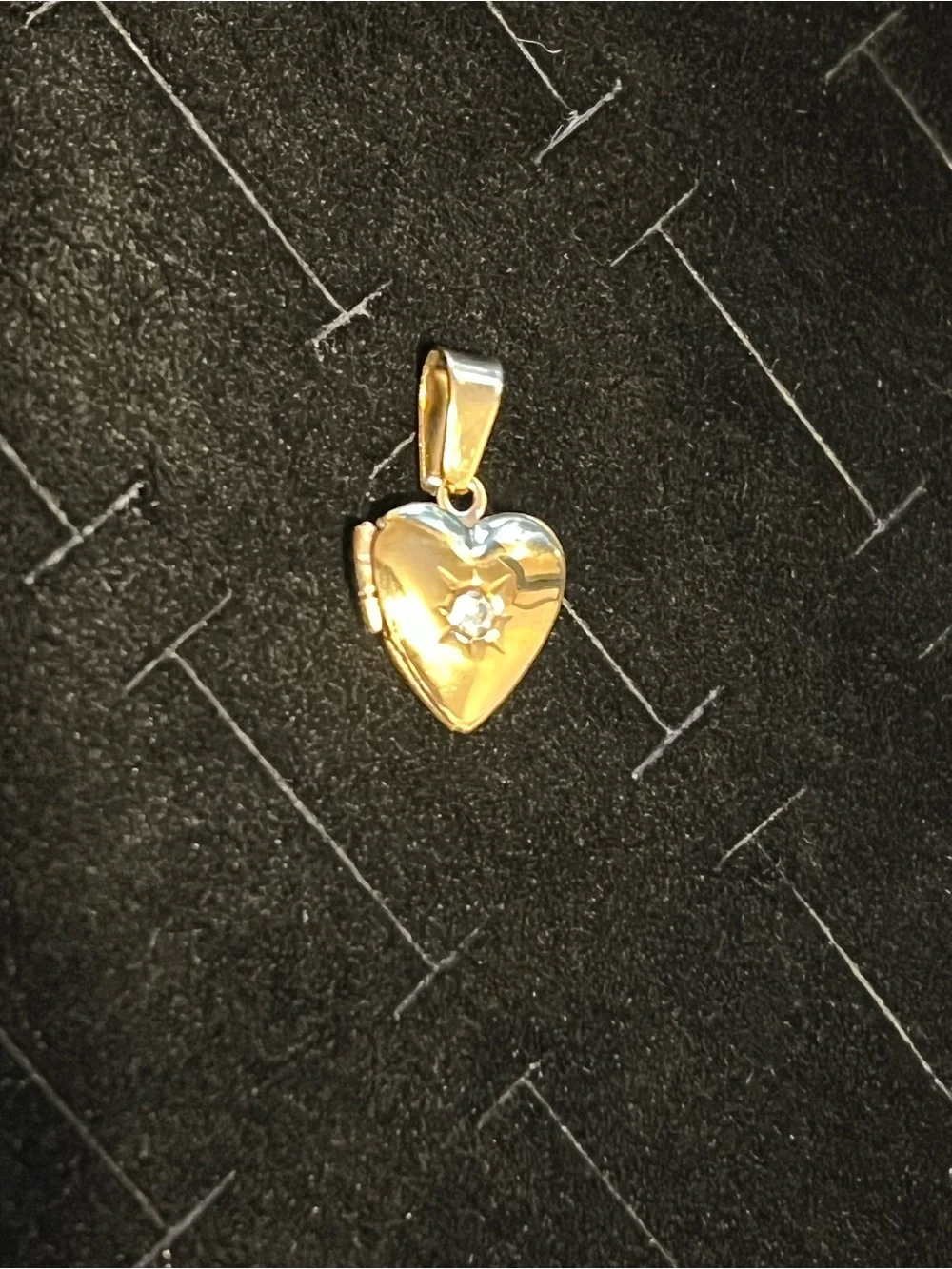 Gold toned Heart Locket Pendant with CZ Gem